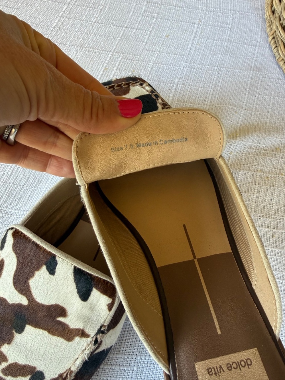 Dolce Vita Bradley Cow Print Mules - Picture 5 of 6